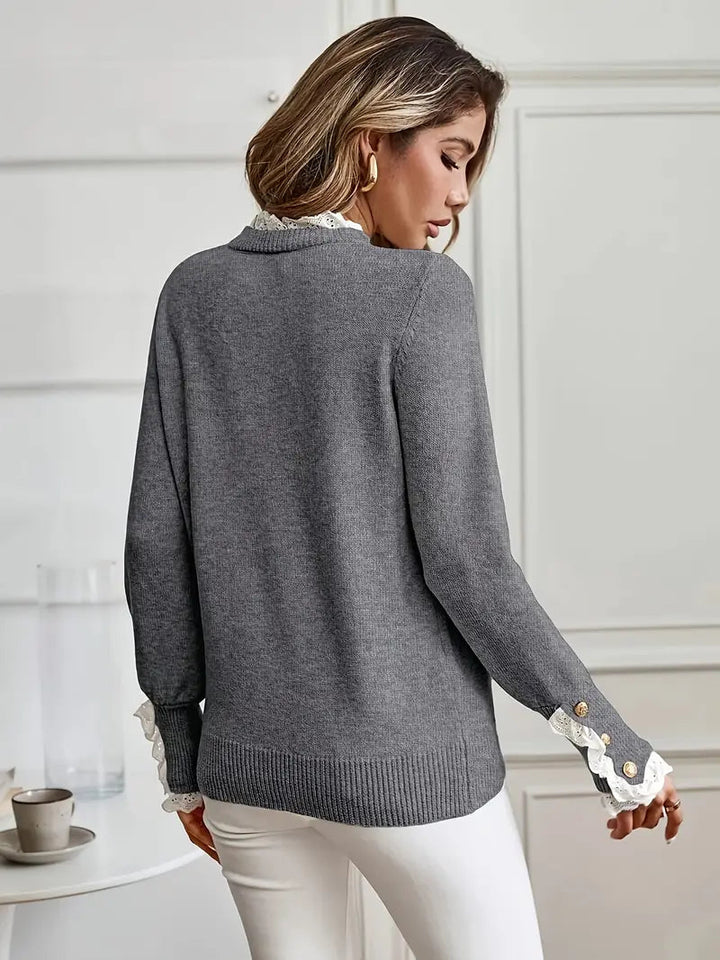Levoire | Pull Femme Avec Encolure Ronde Et Joli Design De Manches Et Col