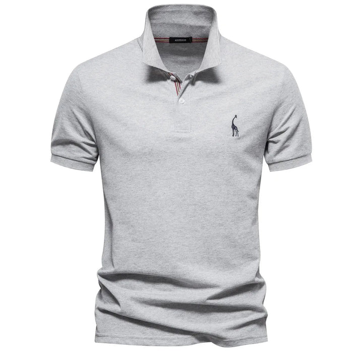 Levoire | Polo en coton luxueux avec logos de cerf Gris