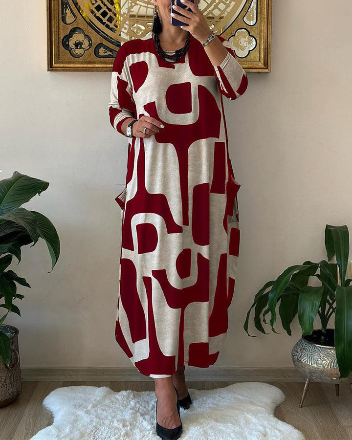 Levoire | Robe À Manches Longues Avec Imprimé Moderne Rot