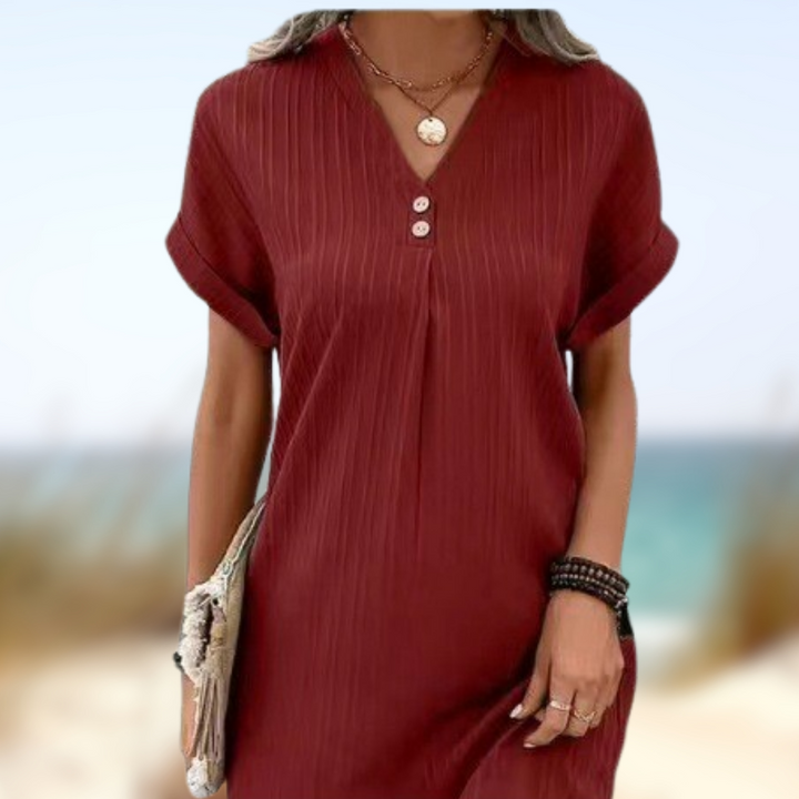 Levoire | Robe d'été à décolleté en V Bordeaux