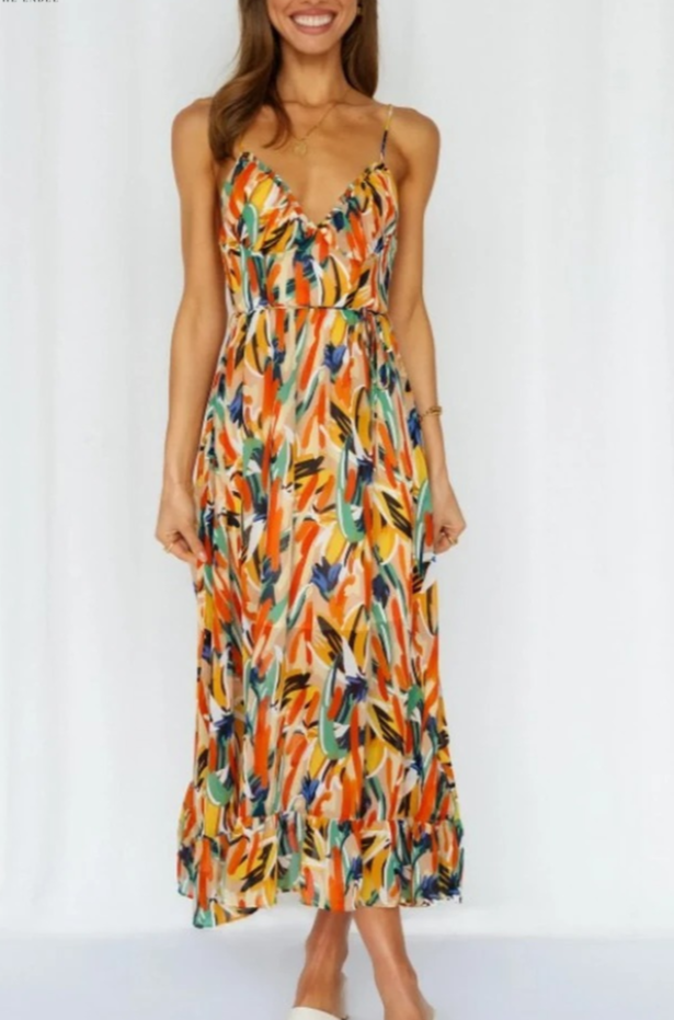Levoire | Robe D'Été Colorée Orange-rouge