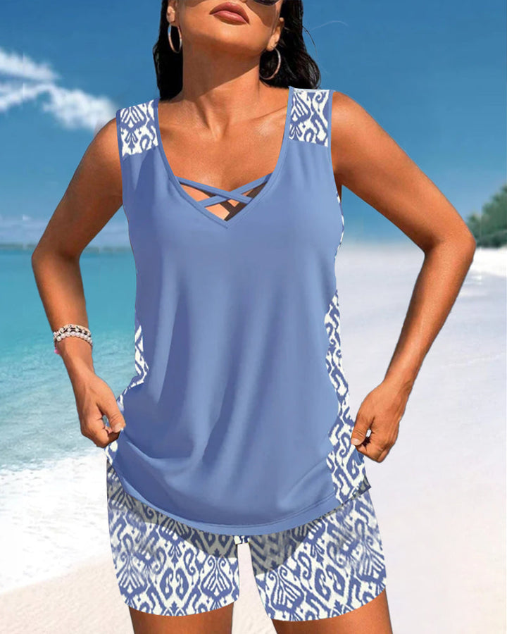 Levoire | Tankini Avec Un Motif Géométrique Et Encolure En V