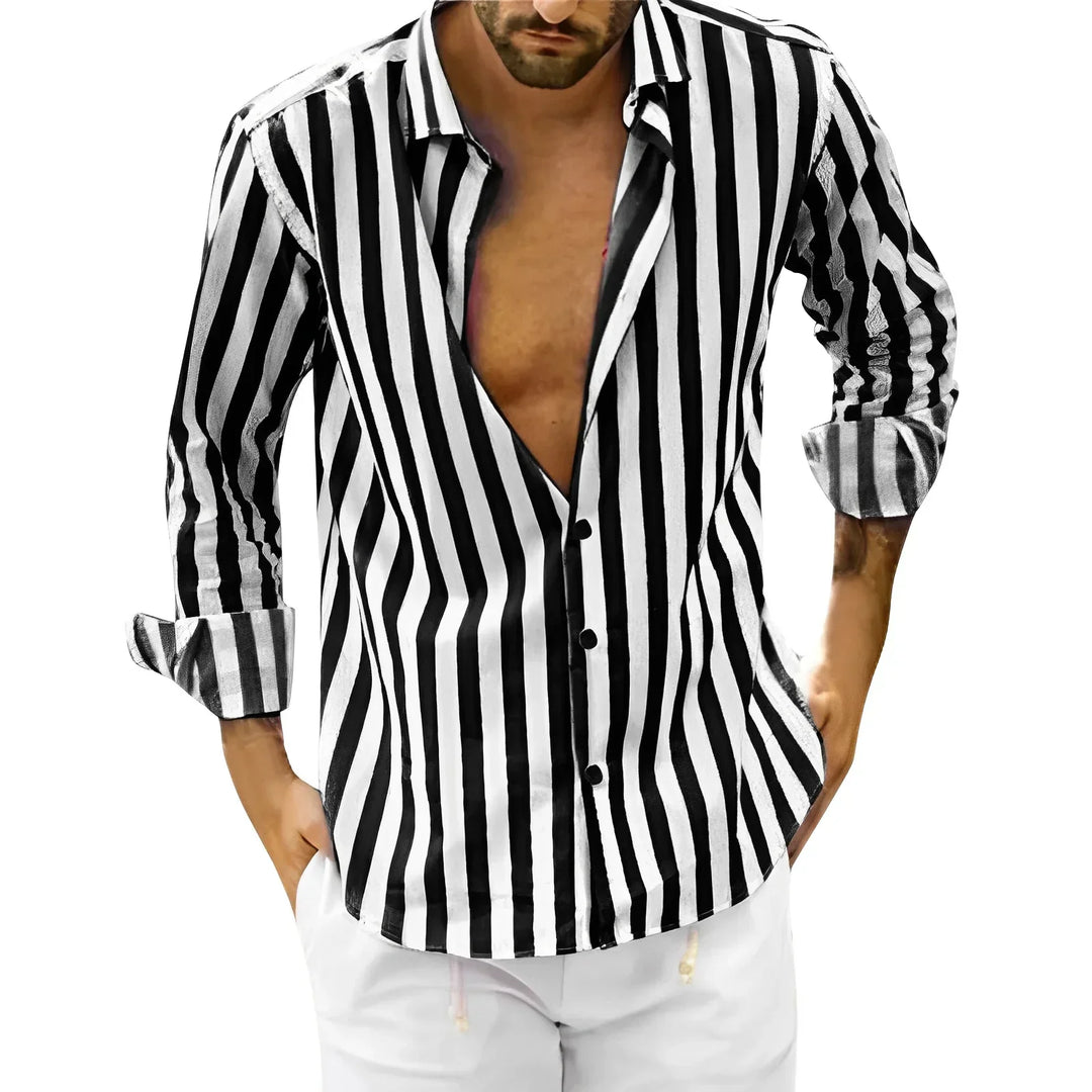 Levoire | Chemise Moderne Décontractée Avec Motif Rayé D'Été Noir