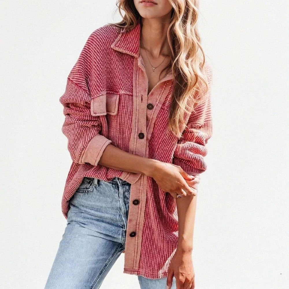 Levoire | Veste À Col Boutonné Unique À Manches Longues Pour Une Apparition À La Mode Rosa