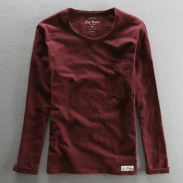 Levoire | T-shirt à manches longues en coton col rond pour hommes Rot