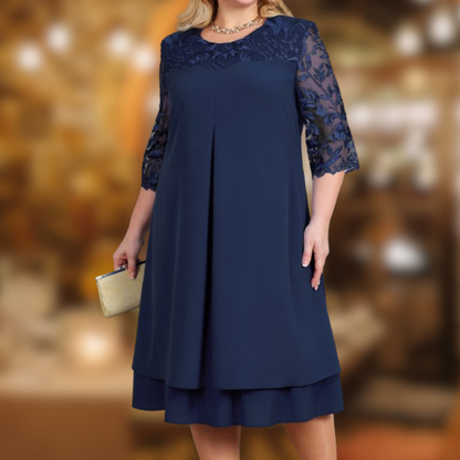 Levoire | Robe élégante brodée Bleu Foncé