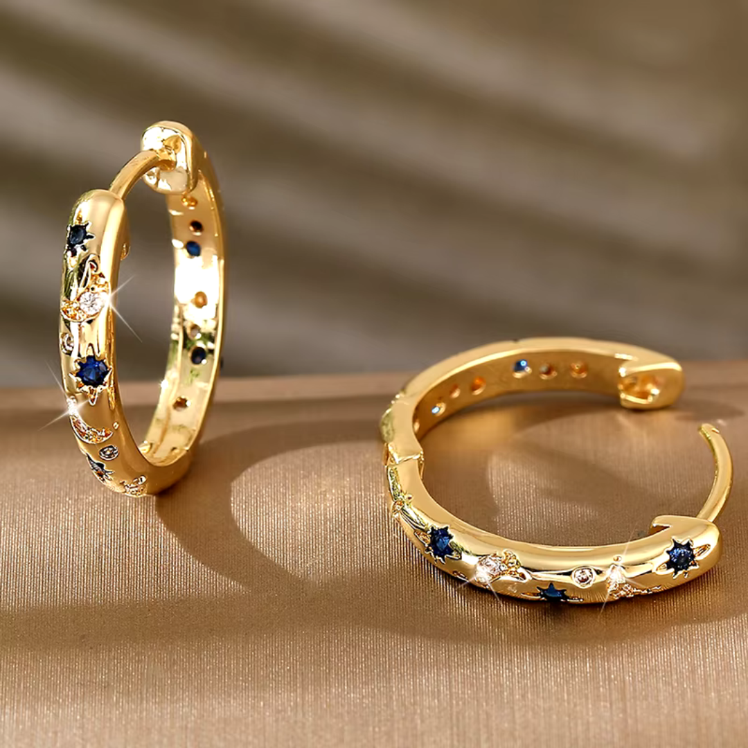 Levoire | Raisin Bleu Zirconia Boucles D'Oreilles Or