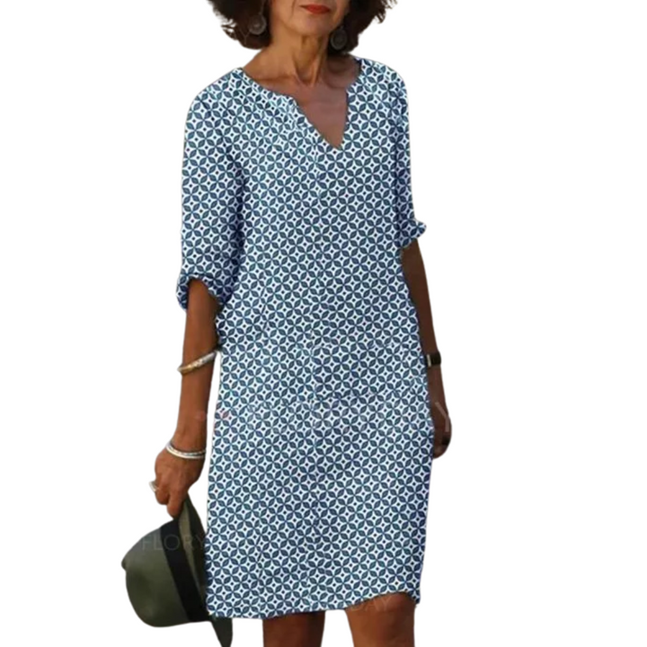 Levoire | Robe Mini d'été Col en V Décontractée Pour Femmes Bleu