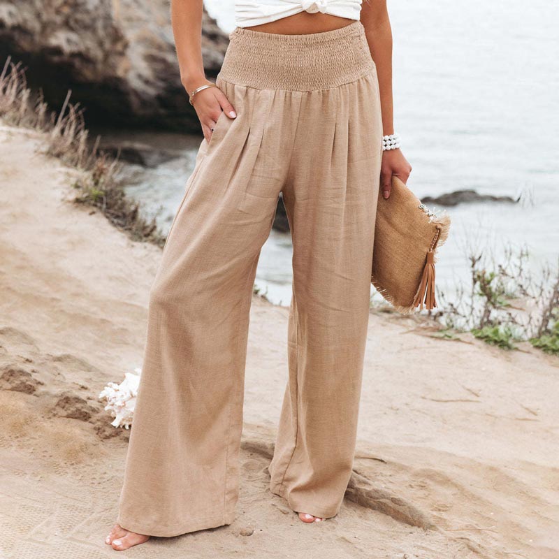 Levoire | Pantalons Décontractés À Jambes Larges Et Poches Khaki