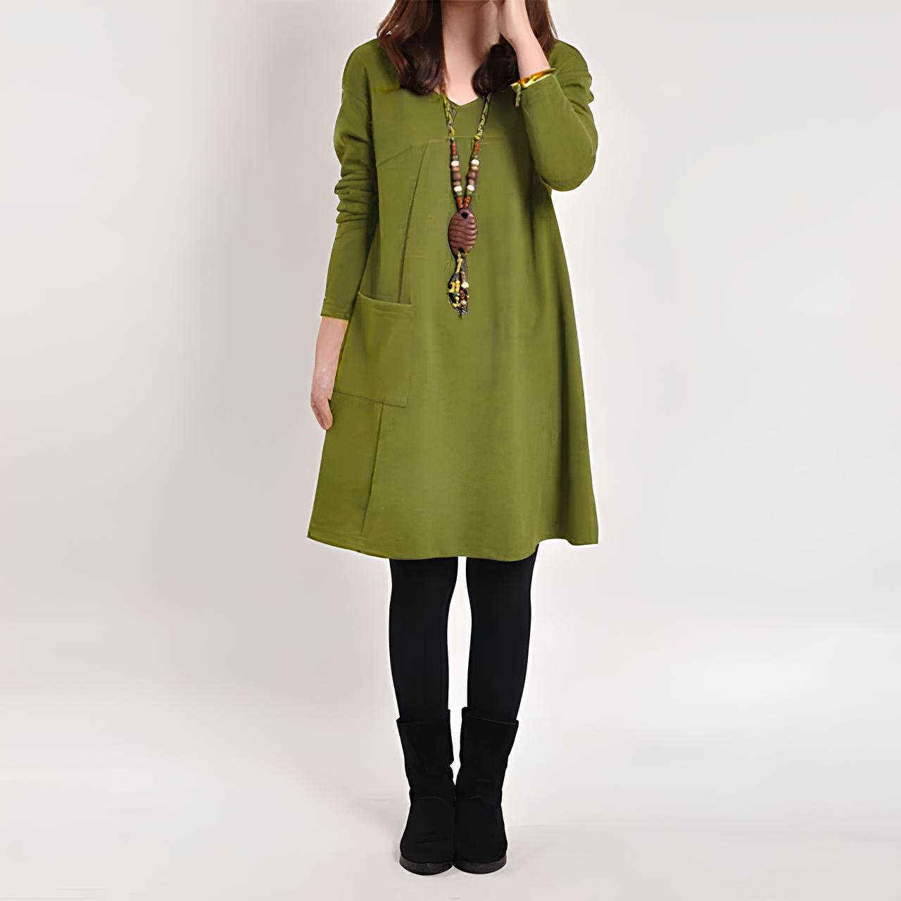 Levoire | Robe Élégante Avec Une Poche Vert