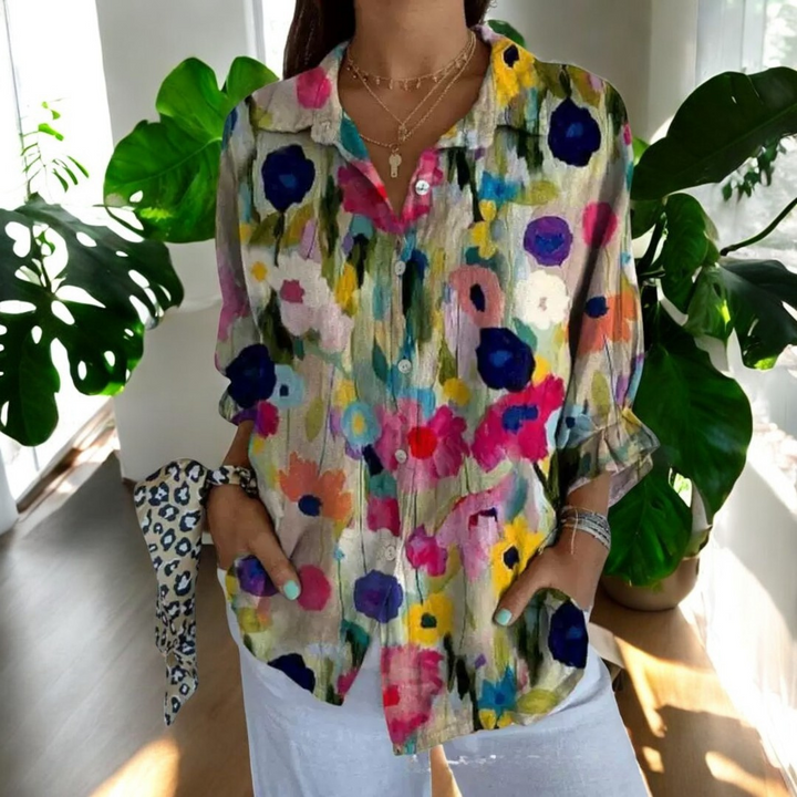 Levoire | Blouse Vive Avec Des Boutons Floraux Pour Femmes Toile