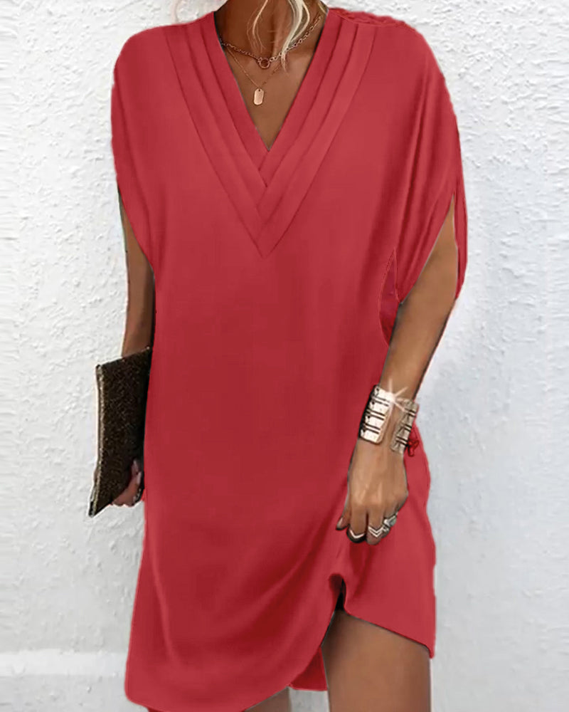 Levoire | Robe Élégante Avec Manches Fendues Dans Une Couleur Unie Rot