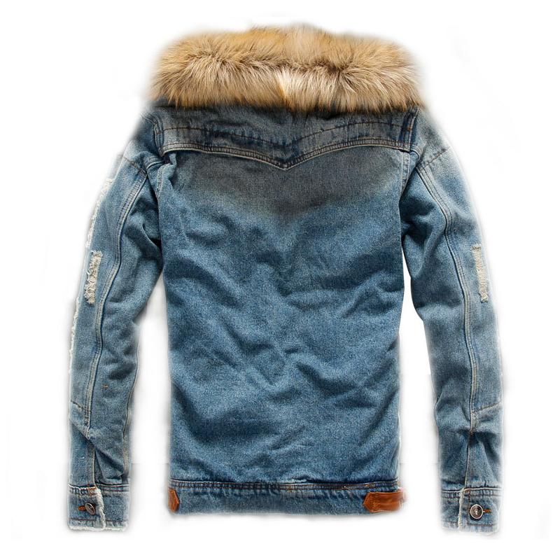 Levoire | Veste En Denim À Manches Longues En Polaire Avec Col En Fourrure