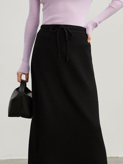 Jupe en Maille Laineuse avec Détail Lacé