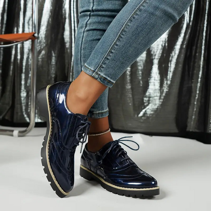Levoire | Chaussures Brogues Brillantes Et Élégantes Pour - Femmes - À Lacets Bleu