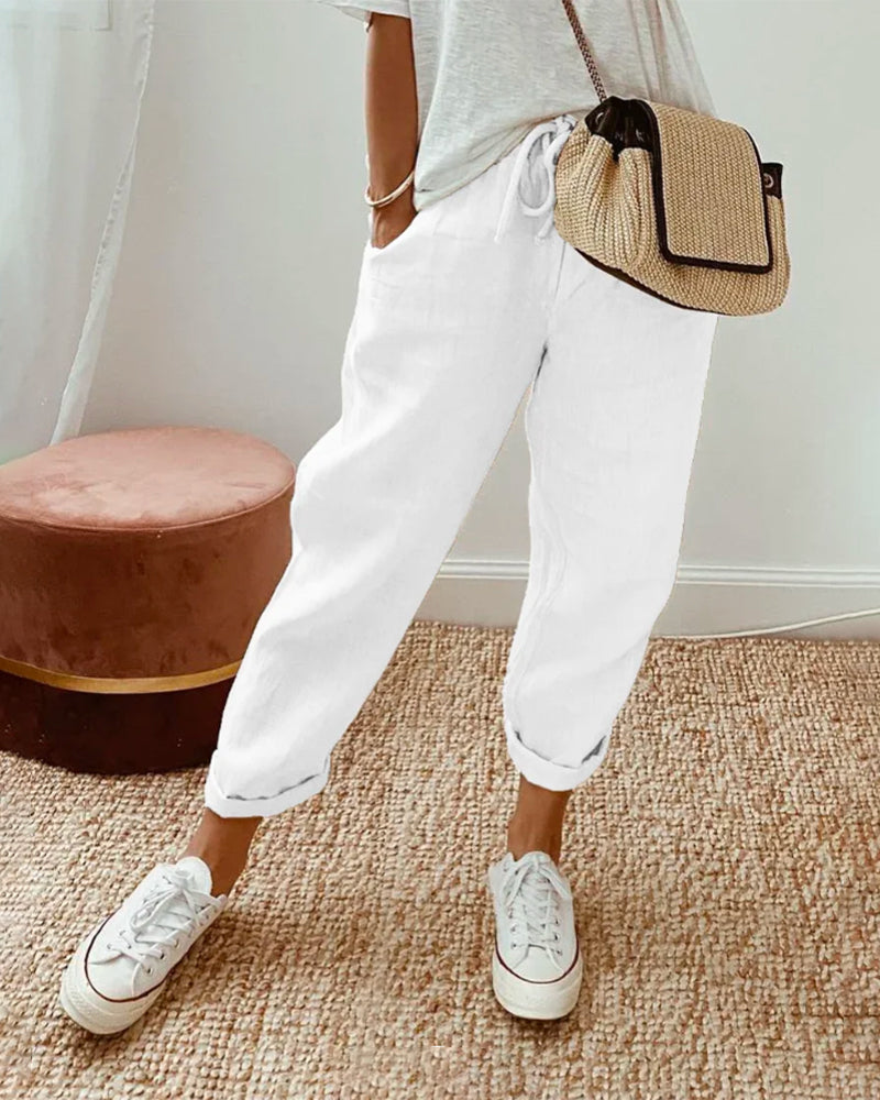Levoire | Pantalon En Coton Et Lin Blanc