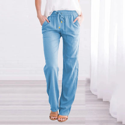 Levoire | Lette Pants With Elastic Waistband, Drawstring And Pockets Bleu