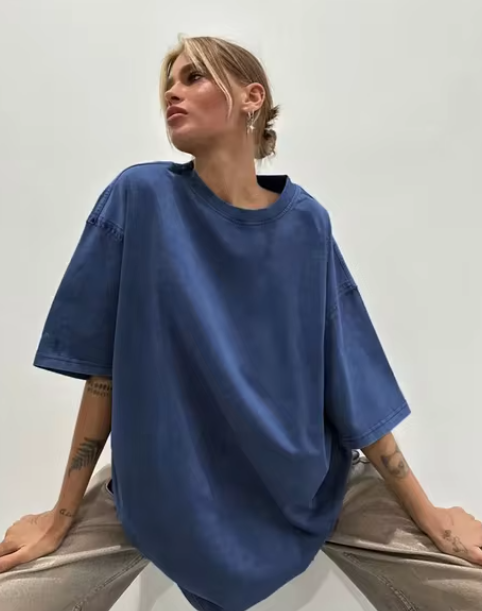Levoire | T-Shirt En Coton Rétro Pour Femmes Vintage Bleu
