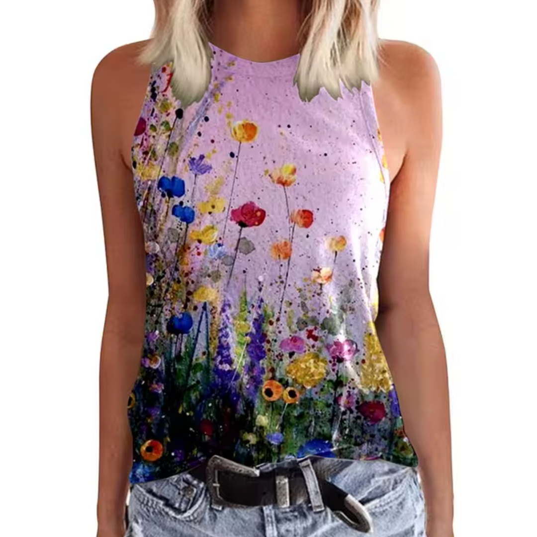Levoire | T-Shirts Sans Manches Avec Imprimé Floral Lilas