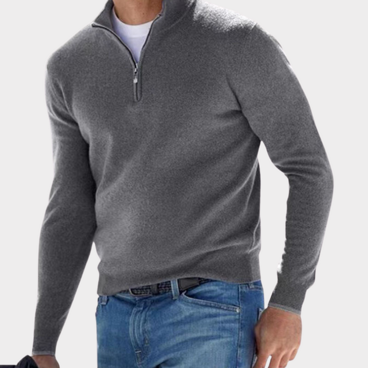 Levoire | Pull À Col Zippé Stylé Gris