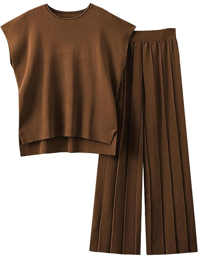 Levoire | Femmes Ensemble Printemps Été Deux Pièces Pantalon Et Haut Braun