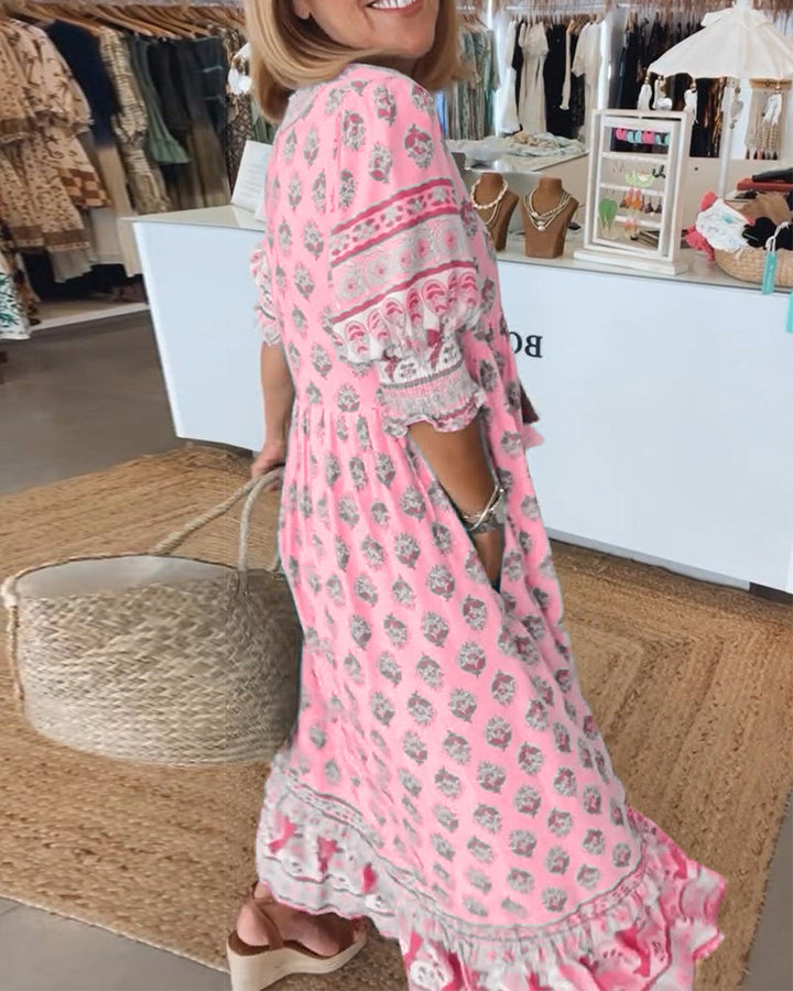 Levoire | Robe Maxi Bohémienne À Volants Pour Femmes