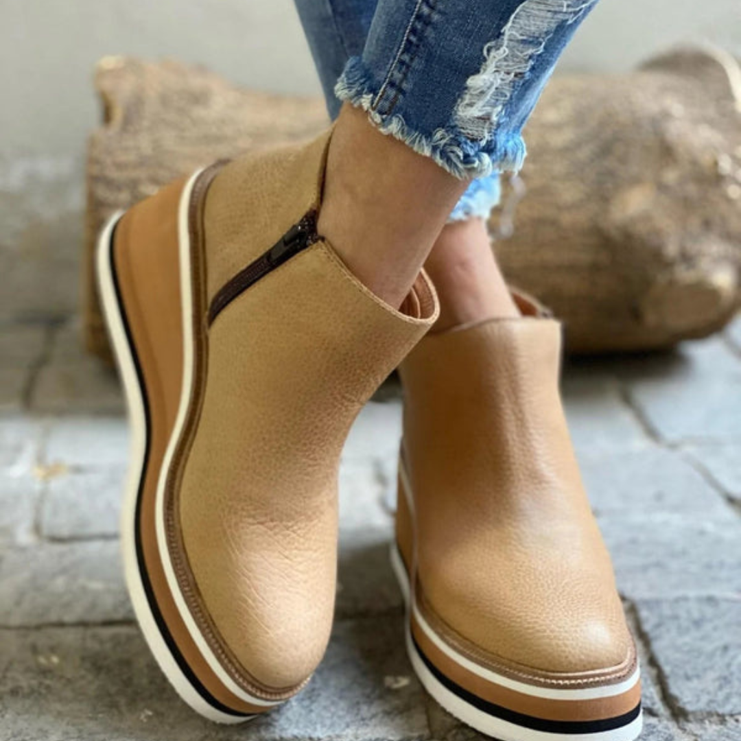 Levoire | Bottines À Semelle Compensée À Fermeture Latérale Pour - Femmes - Décontracté Beige