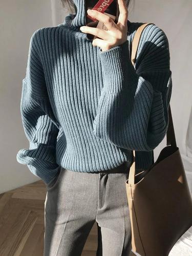 Levoire | Pull femme à col montant, pull oversized à côtes, chaud et élégant