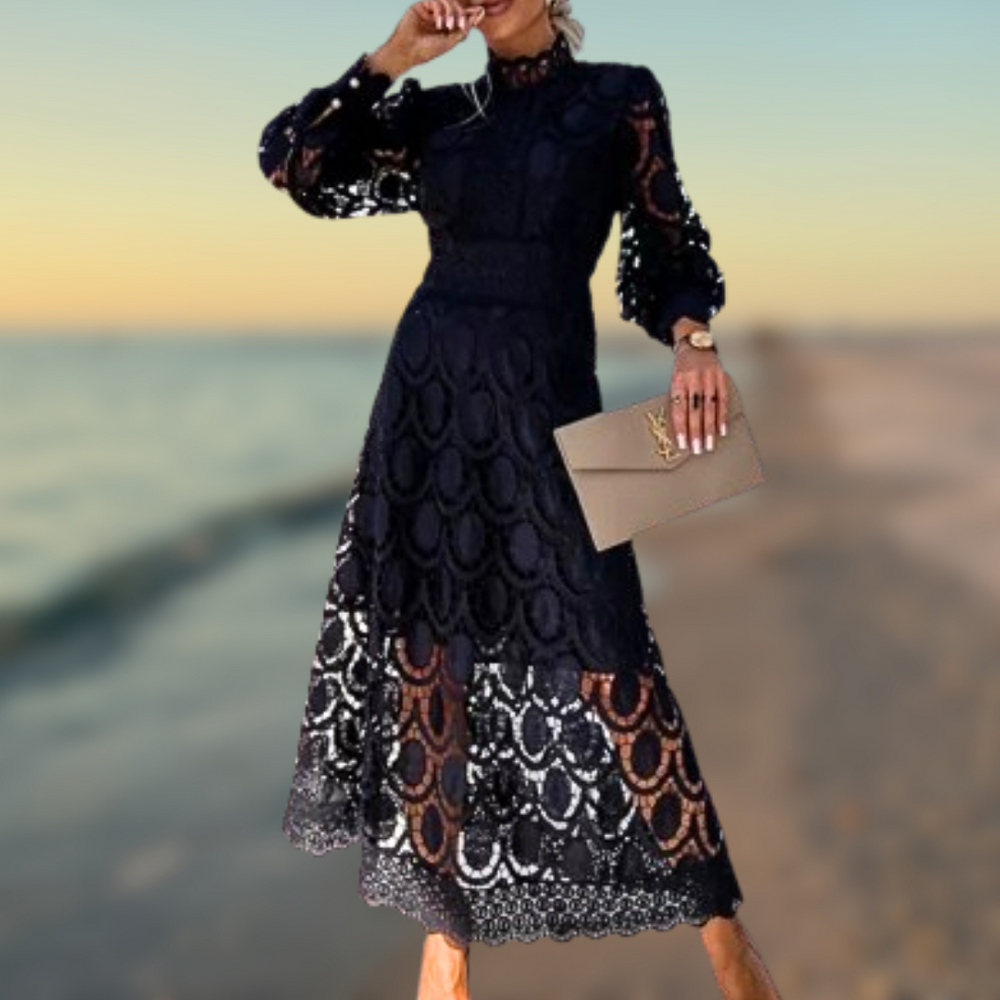 Levoire | Robe romantique effet dentelle Nero