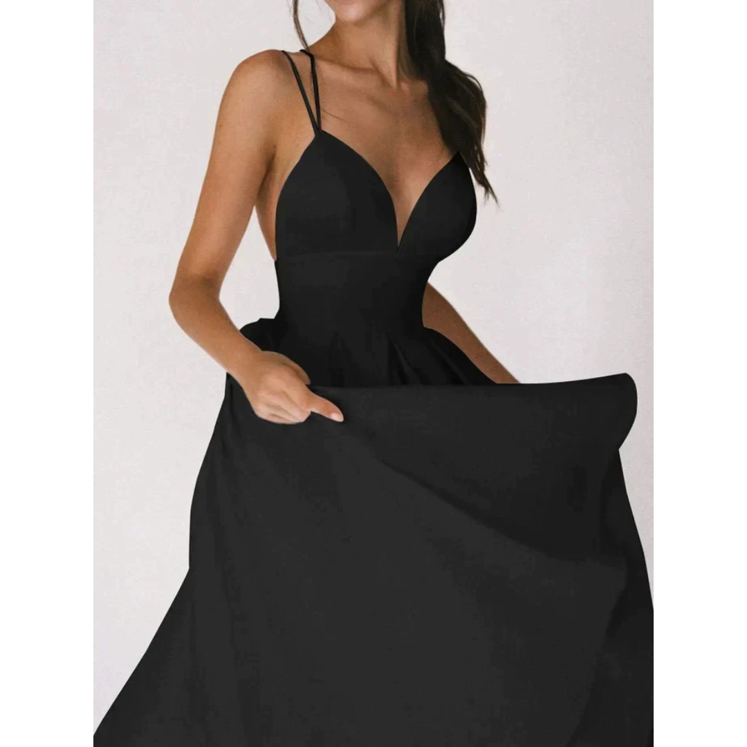 Levoire | Robe midi élégante pour événements du soir pour femmes Noir