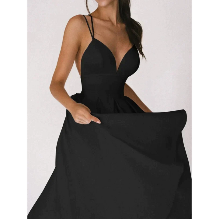 Levoire | Robe midi élégante pour événements du soir pour femmes Noir