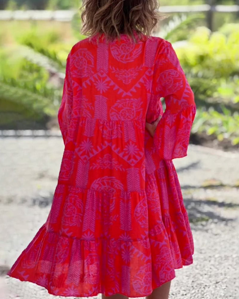 Levoire | Robe Imprimé Boho À Manches Trois Quarts