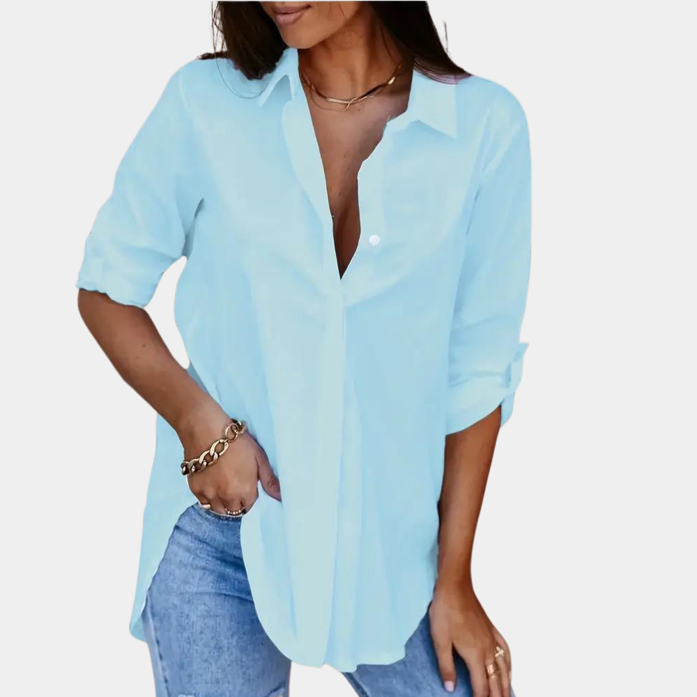 Levoire | Chemisier femme à manches longues col classique Bleu clair