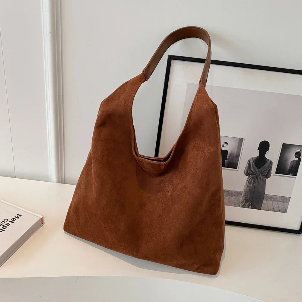 Levoire | Sac fourre-tout en daim pour femmes Sac à main élégant pour femmes châtaignier