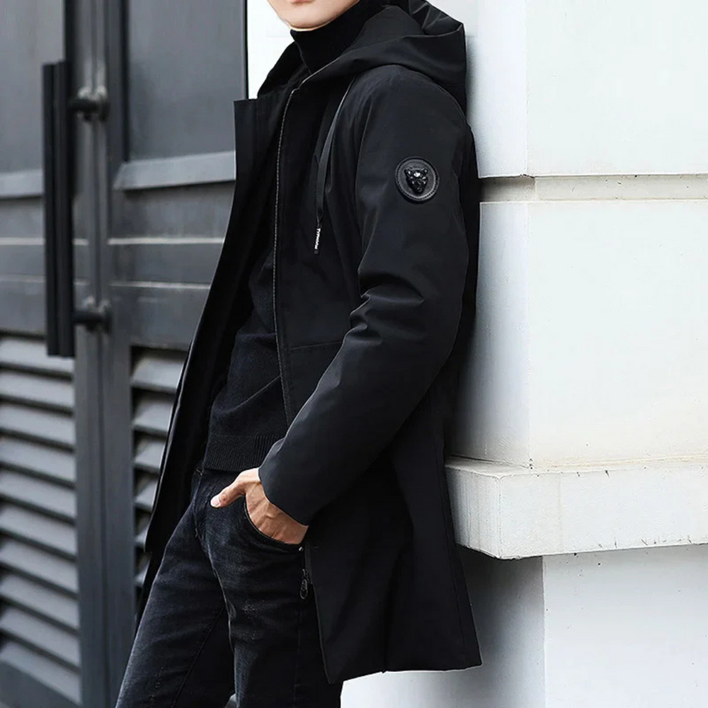 Levoire | Long Manteau Hommes Chaud Noir