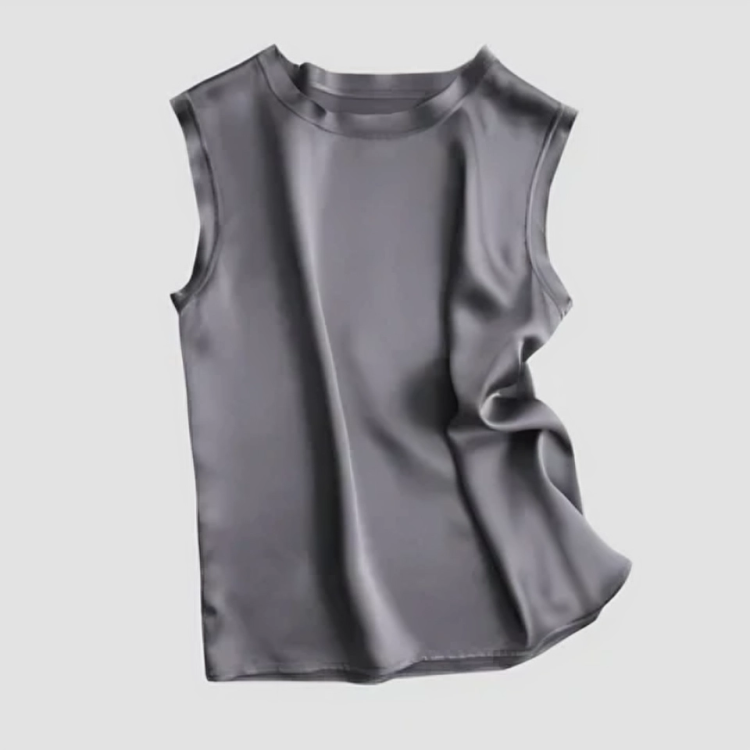 Levoire | Élégante Blouse Sans Manches En Satin Gris
