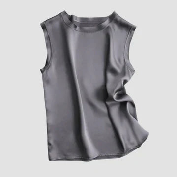 Levoire | Top Sans Manches En Satin De Soie Gris