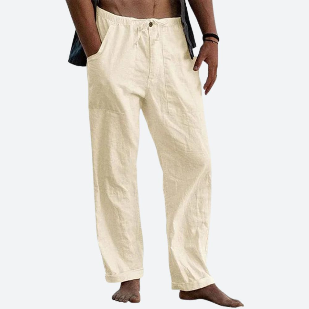 Levoire | Pantalon en lin décontracté pour hommes Pantalon d'été idéal pour hommes Khaki