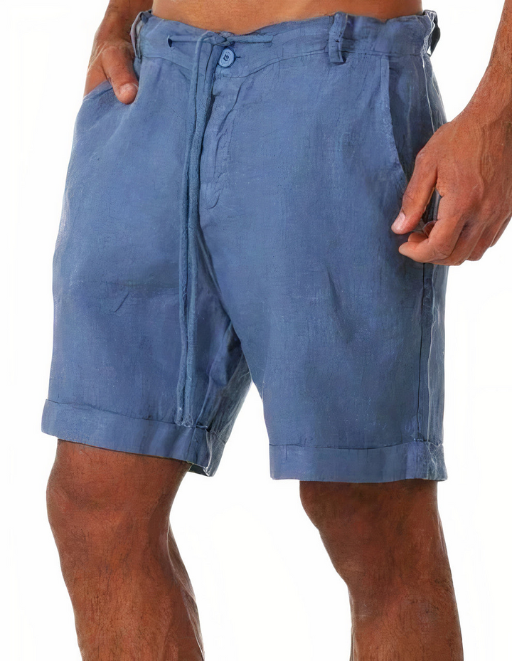 Levoire | Shorts en lin d'été pour hommes Pantalons courts pour hommes Bleu