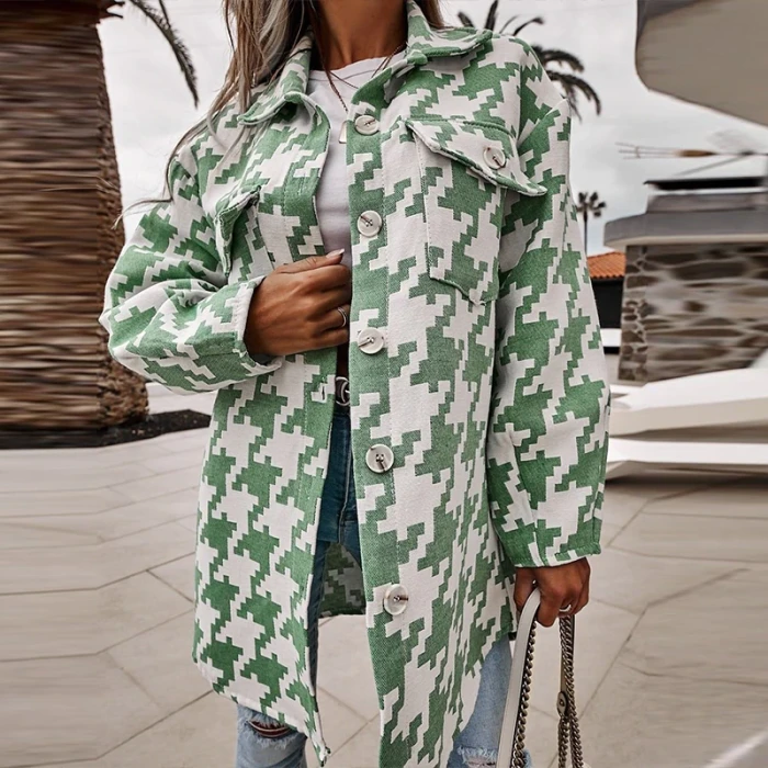 Levoire | Manteau Trench Pour Femmes Avec Manches Longues Et Design Tendance Vert