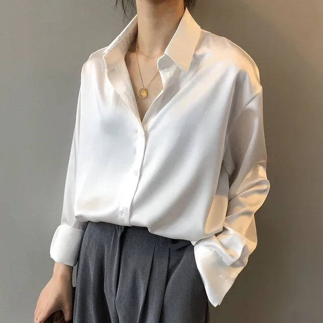 Levoire | Blouse élégante pour femmes, chemisier à manches longues avec boutons Blanc