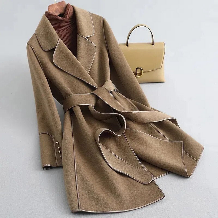 Levoire | Long Trench Coat Femmes Automne Weather Braun chêne
