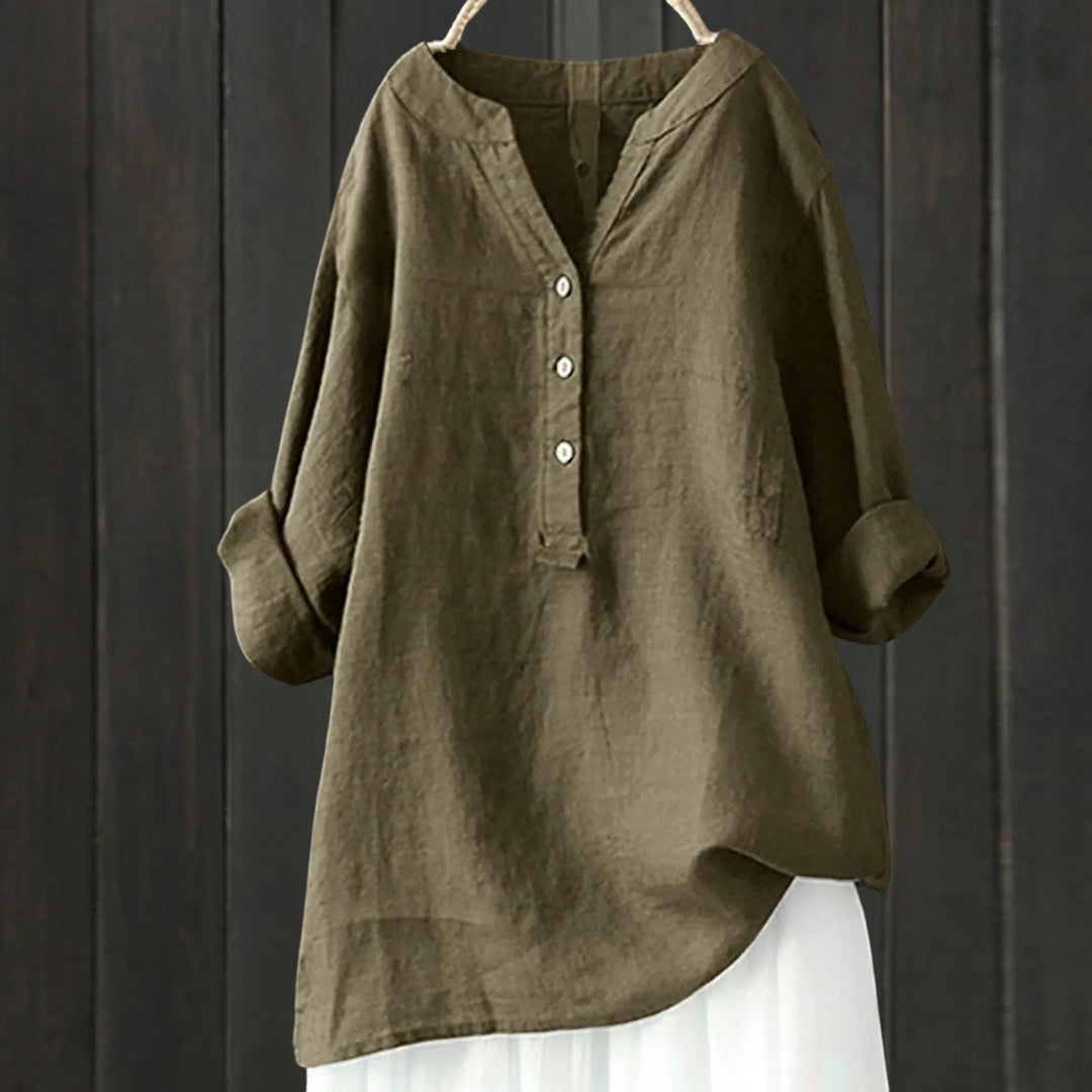 Levoire | Blouse Élégante Et Polyvalente Avec Patte De Boutonnage Vert olive