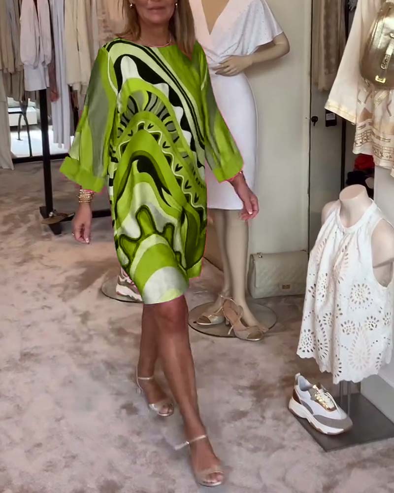 Levoire | Robe Midi Imprimée À Col Rond Tendance