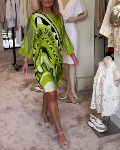 Levoire | Robe Midi Imprimée À Col Rond Tendance