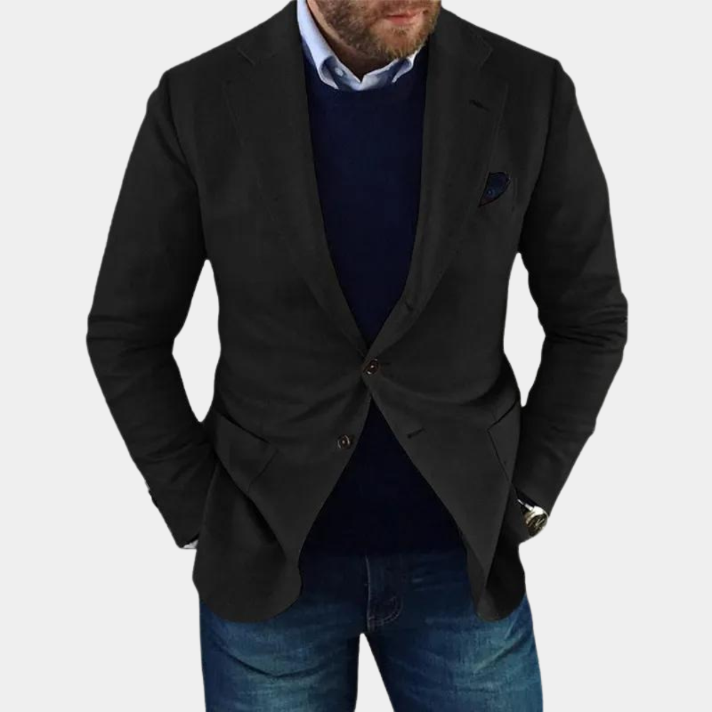 Levoire | Veste pour hommes Blazer élégant Décontracté Boutonné Veste pour hommes Noir