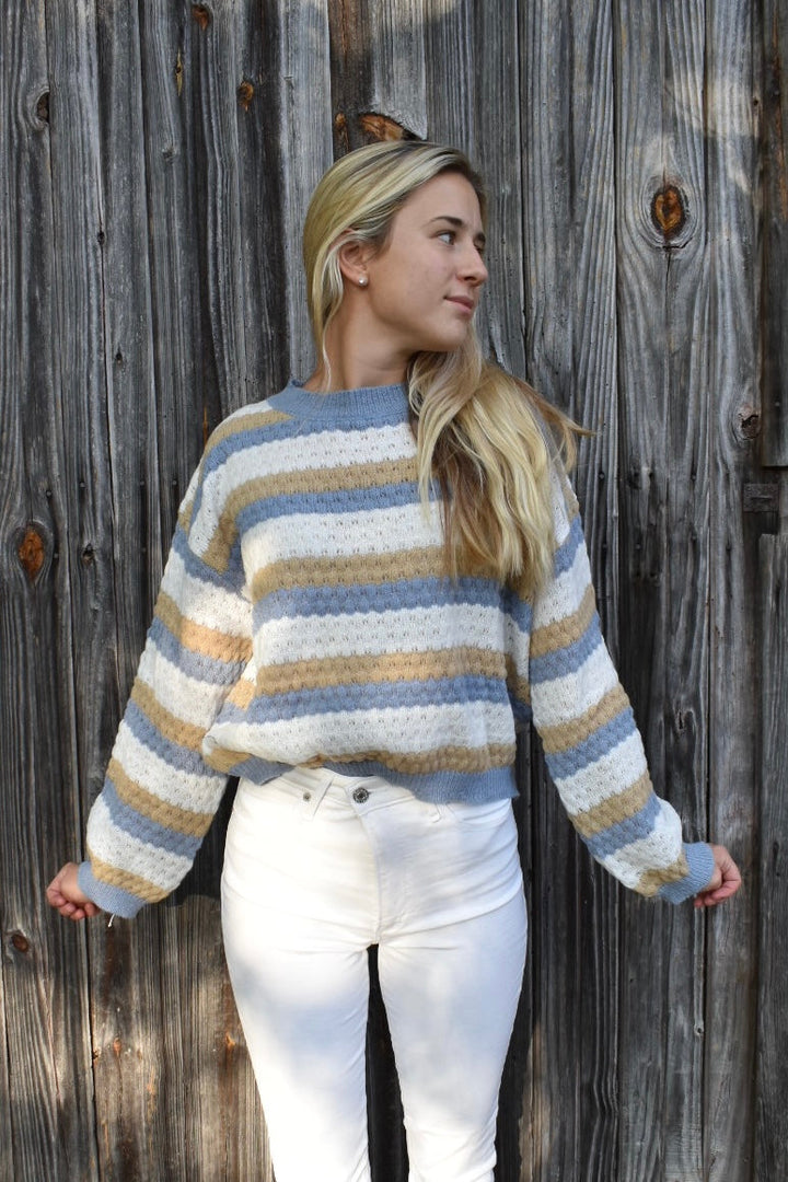 Levoire | Grande Taille Pull Pour Femmes Avec Rayures Pour Un Usage Quotidien Bleu