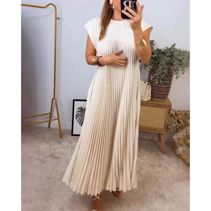 Levoire | Robe sans manches plissée unie élégante pour femmes