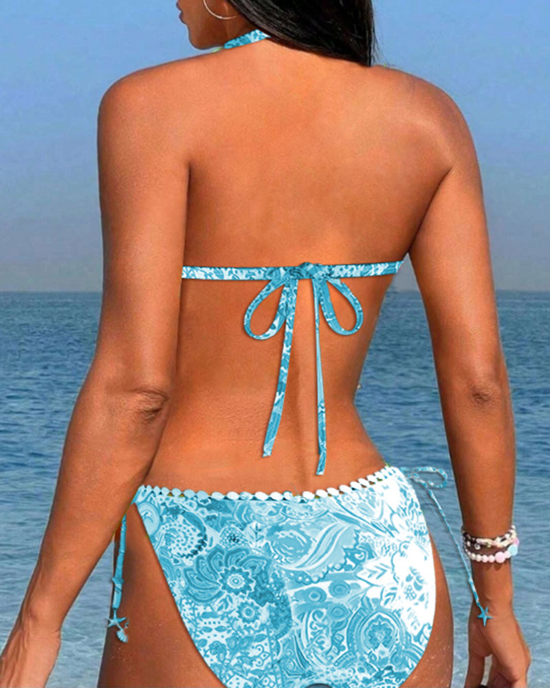 Levoire | Bikini Halter En Dentelle Patchwork