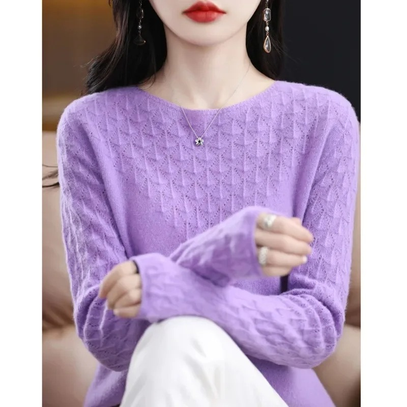 Levoire | Kashmir Pull pour Femmes Design de Tricot Élégant, Doux & Chaud Lilas